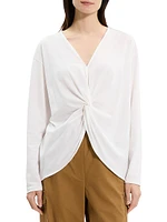Twist-Front Relaxed-Fit Cotton Top