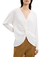 Twist-Front Relaxed-Fit Cotton Top