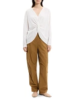 Twist-Front Relaxed-Fit Cotton Top