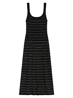 Contrast Rib-Knit Cotton-Blend Midi-Dress