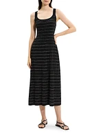 Contrast Rib-Knit Cotton-Blend Midi-Dress