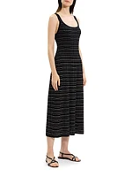 Contrast Rib-Knit Cotton-Blend Midi-Dress
