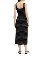 Contrast Rib-Knit Cotton-Blend Midi-Dress