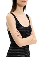 Contrast Rib-Knit Cotton-Blend Midi-Dress