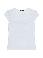 Crinkled Cap-Sleeve Top