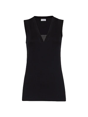 Stretch Cotton Ribbed Jersey Top