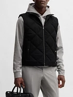 Diamond Quilted Gilet with Ribbed Cotton Trims