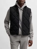 Diamond Quilted Gilet with Ribbed Cotton Trims