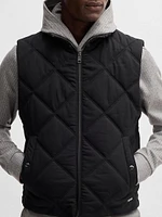 Diamond Quilted Gilet with Ribbed Cotton Trims