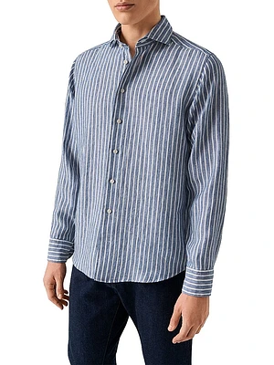 Contemporary-Fit Striped Linen Shirt