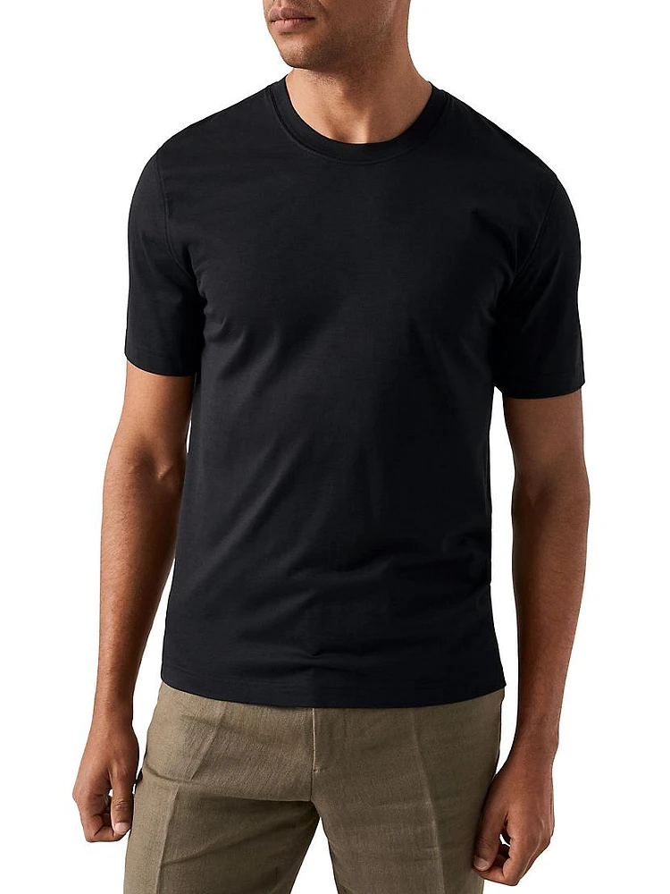 Silk-Cotton Crewneck T-Shirt