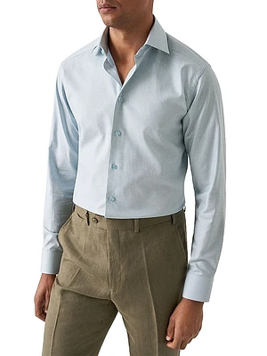 Contemporary-Fit Semi-Solid Cotton Shirt