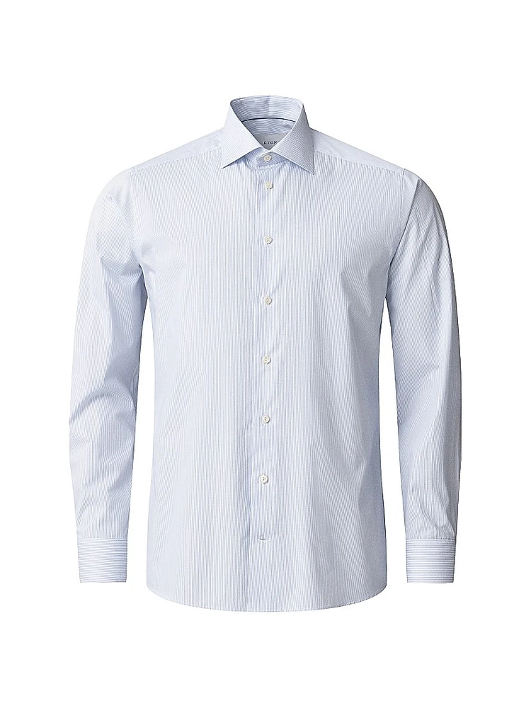 Slim-Fit Striped Button-Front Shirt