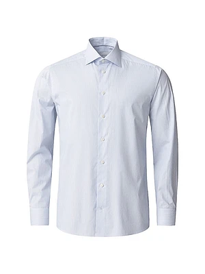 Slim-Fit Striped Button-Front Shirt
