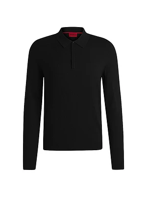 Knit Polo Sweater with Concealed Placket