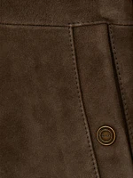 Block Leather-Suede Zip-Up Bomber Jacket