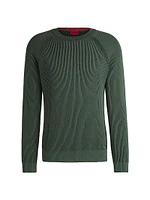 Cotton Sweater with Two-Tone Ribbing