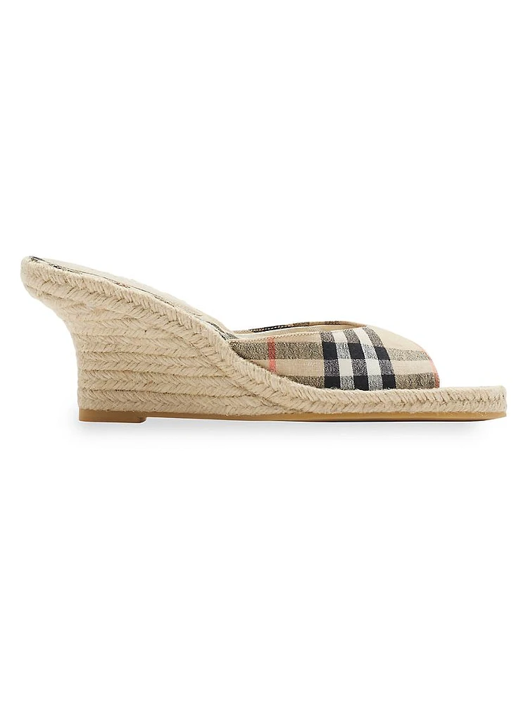 Mews 65MM Check Espadrille Wedge Sandals