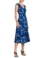 Floral Cap-Sleeve Midi-Dress