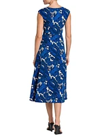 Floral Cap-Sleeve Midi-Dress
