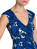 Floral Cap-Sleeve Midi-Dress