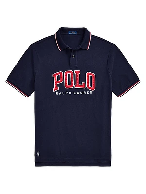 Custom-Slim-Fit Logo Mesh Polo Shirt