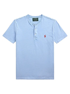 Slub Jersey Short-Sleeve Henley Shirt