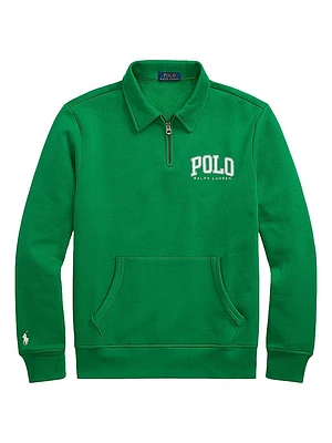 Logo Cotton-Blend Fleece Polo Sweatshirt