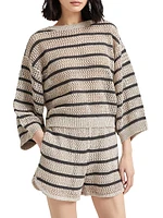 Linen Dazzling Striped Net Sweater