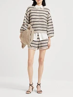 Linen Dazzling Striped Net Sweater