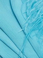 Geisha Plunge Feather-Cuff Gown