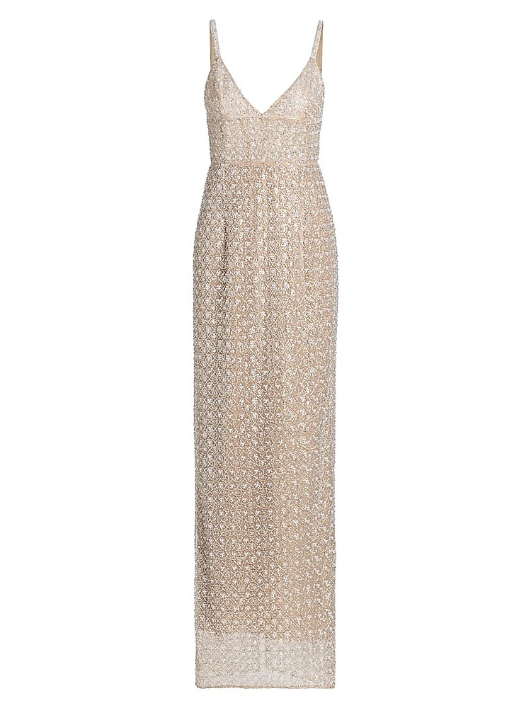 Allegra Sequin V-Neck Sleeveless Gown