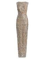 Violet Floral Sequin Gown