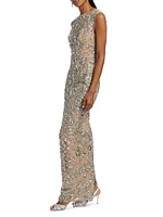 Violet Floral Sequin Gown