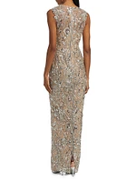 Violet Floral Sequin Gown
