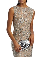 Violet Floral Sequin Gown