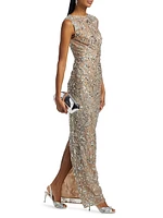 Violet Floral Sequin Gown