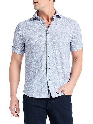 Scrawl Abstract Knit Short-Sleeve Shirt