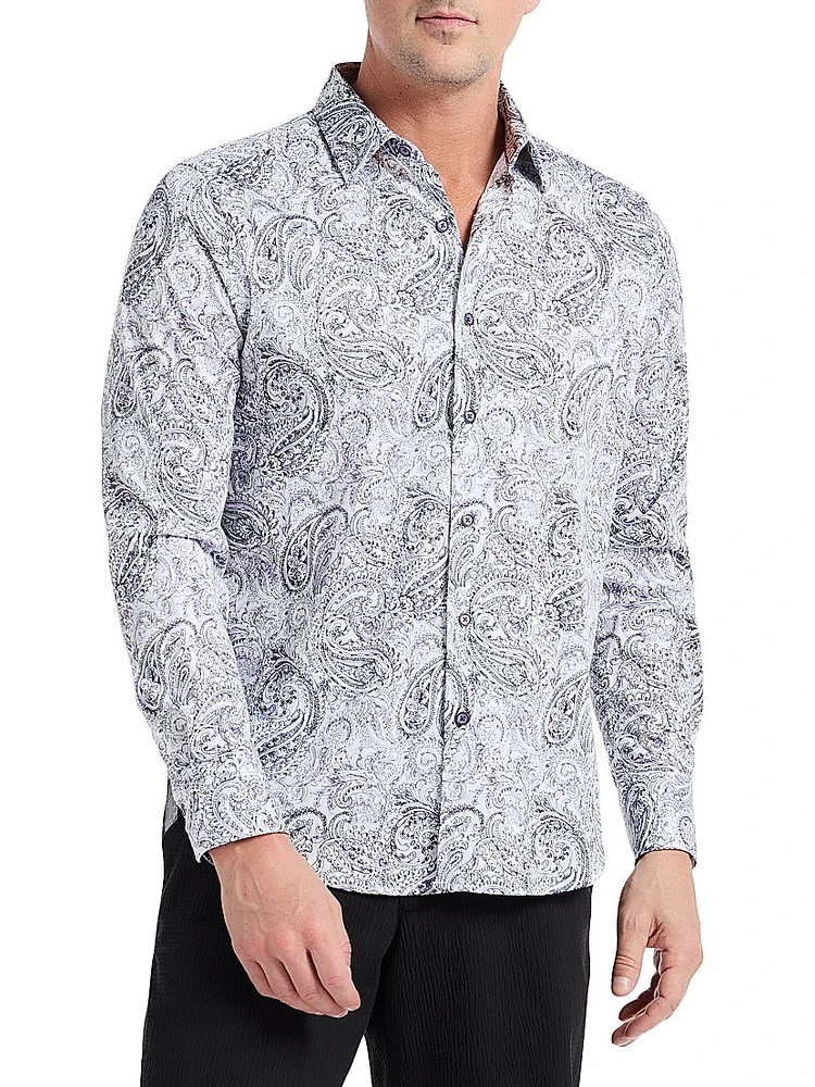 Ibiza Paisley Stretch-Cotton Button-Front Shirt