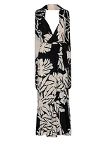 Santa Cruz Two-Piece Tropical Silk Maxi Dress & Scarf Set