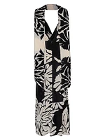 Santa Cruz Two-Piece Tropical Silk Maxi Dress & Scarf Set