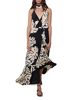 Santa Cruz Two-Piece Tropical Silk Maxi Dress & Scarf Set
