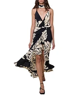 Santa Cruz Two-Piece Tropical Silk Maxi Dress & Scarf Set