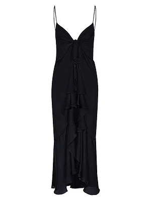 Iluminating Ruffled Silk Tie-Front Top