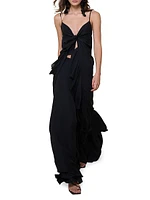 Iluminating Ruffled Silk Tie-Front Top