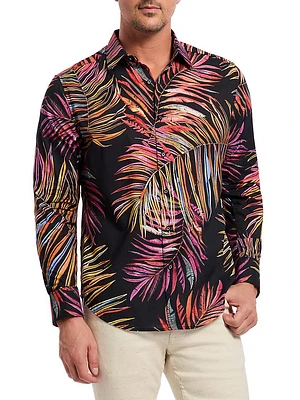 Acai Printed Cotton Button-Front Shirt