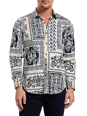 Valleta Paisley Stretch-Cotton Button-Front Shirt