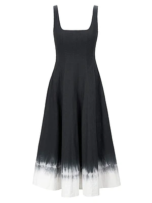Wells Pleated Stretch-Cotton A-Line Midi-Dress