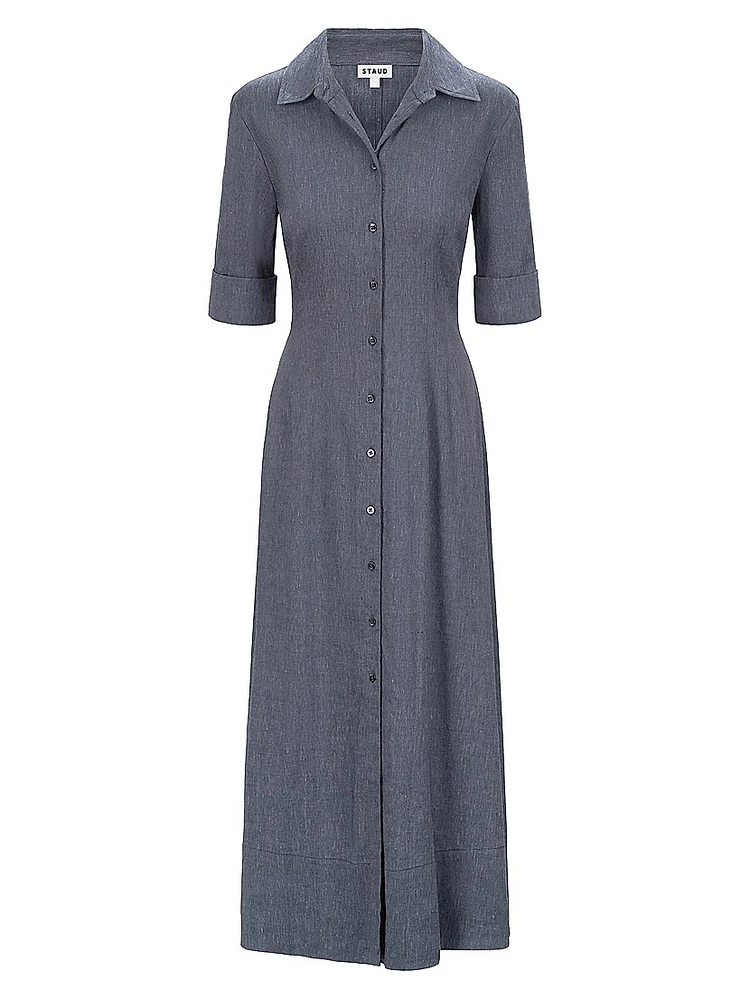 Joan Linen-Blend Midi-Shirtdress
