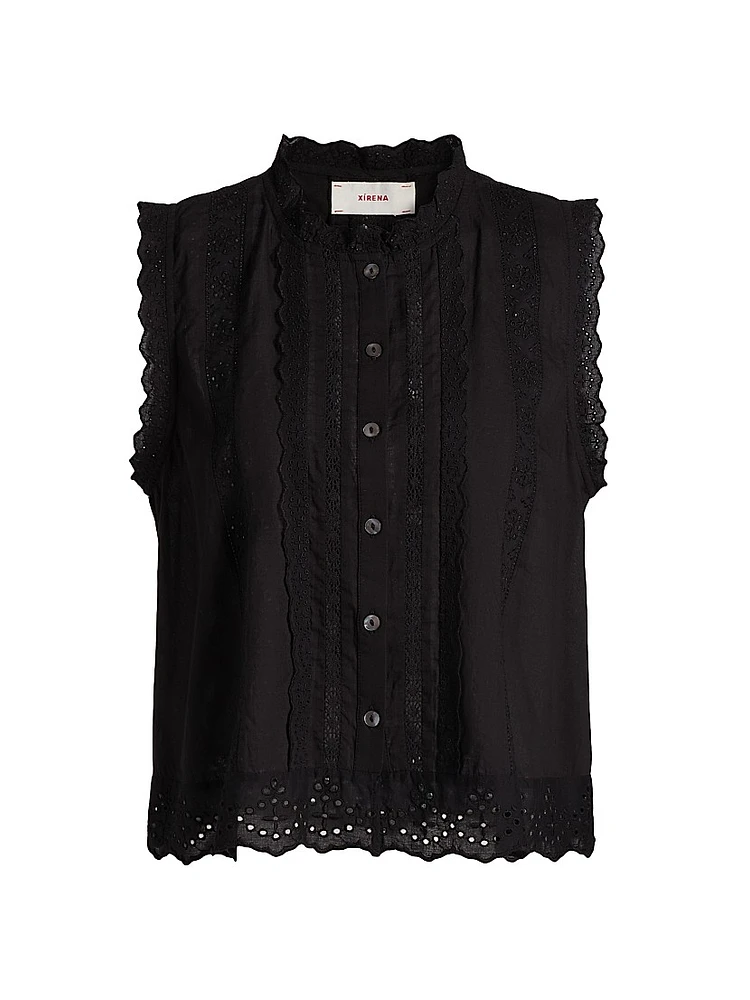 Lara Embroidered Cotton Sleeveless Shirt